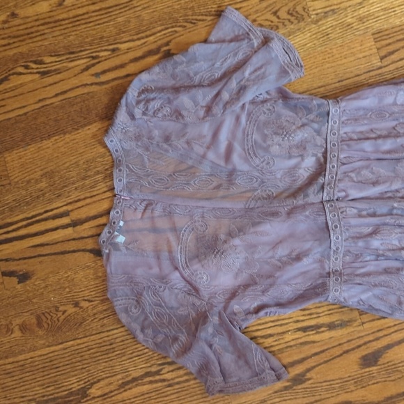 Haute Monde dusty purple lace semi sheer lace boho festival maxi dress NWT Sz M - Picture 2 of 4